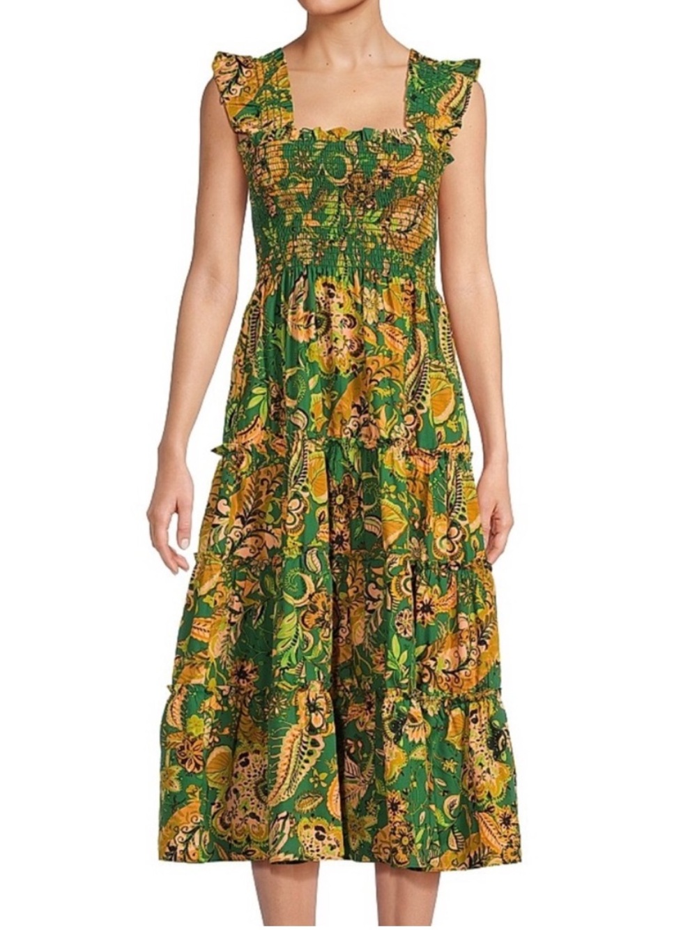 {Kourt} Calypso Green Floral Midi Dress